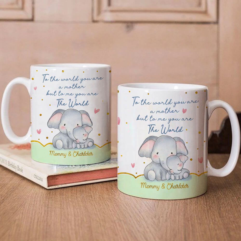 Personalized Mom Coffee Mug – Elephant Gifts For Women – Best Gift For Mom – Unique Coffee Mug For Mom Mother – Mug For Her Women – Birthday Gifts For Mom