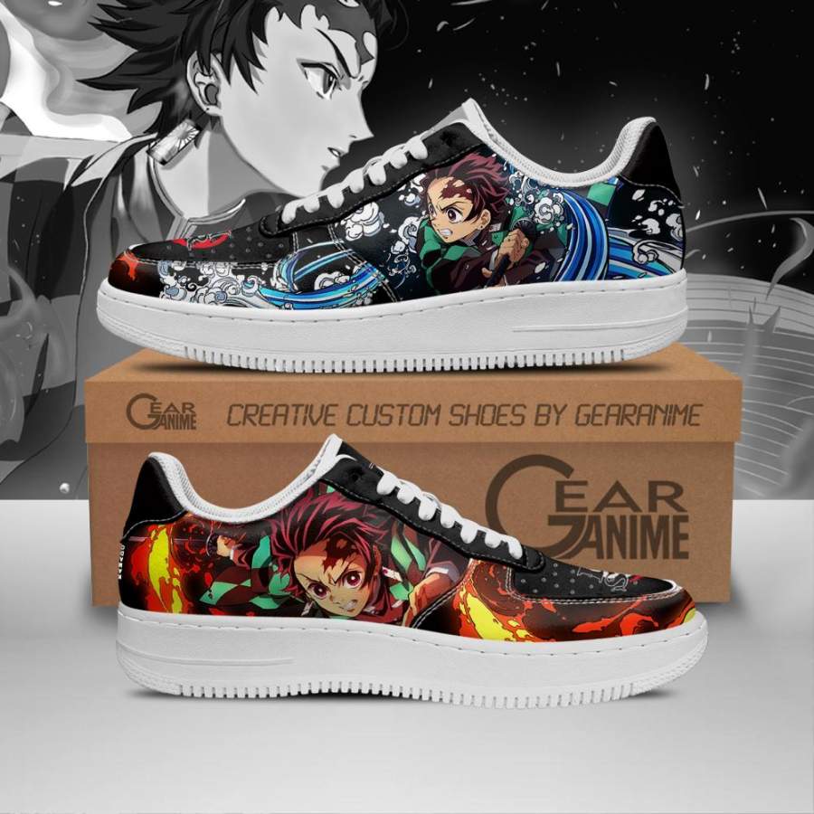 Tanjiro Water and Sun Air Force Shoes Demon Slayer Anime Sneakers PT10