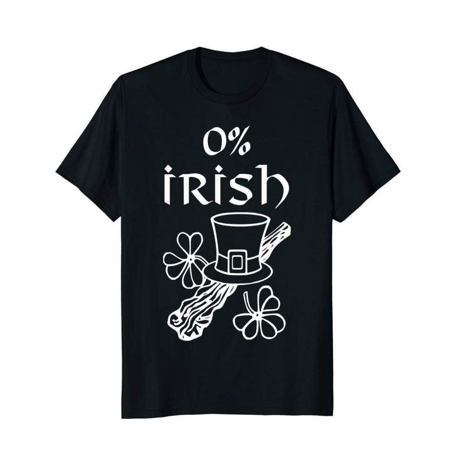 Funny 0% Irish Vintage St. Patrick Day T Shirt Men Cotton T-Shirt