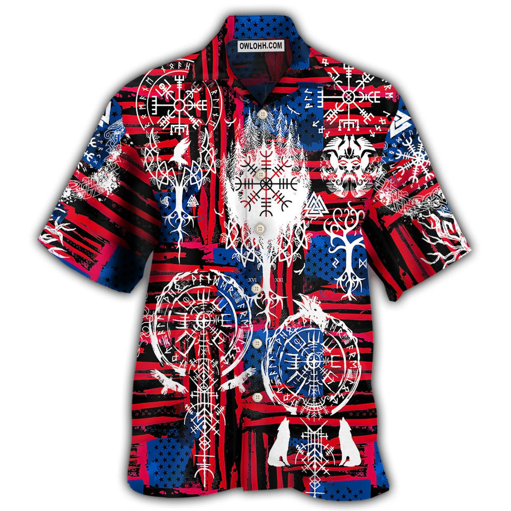 Viking Independence Day Compass Vegvisir – Hawaiian Shirt – Owl Ohh