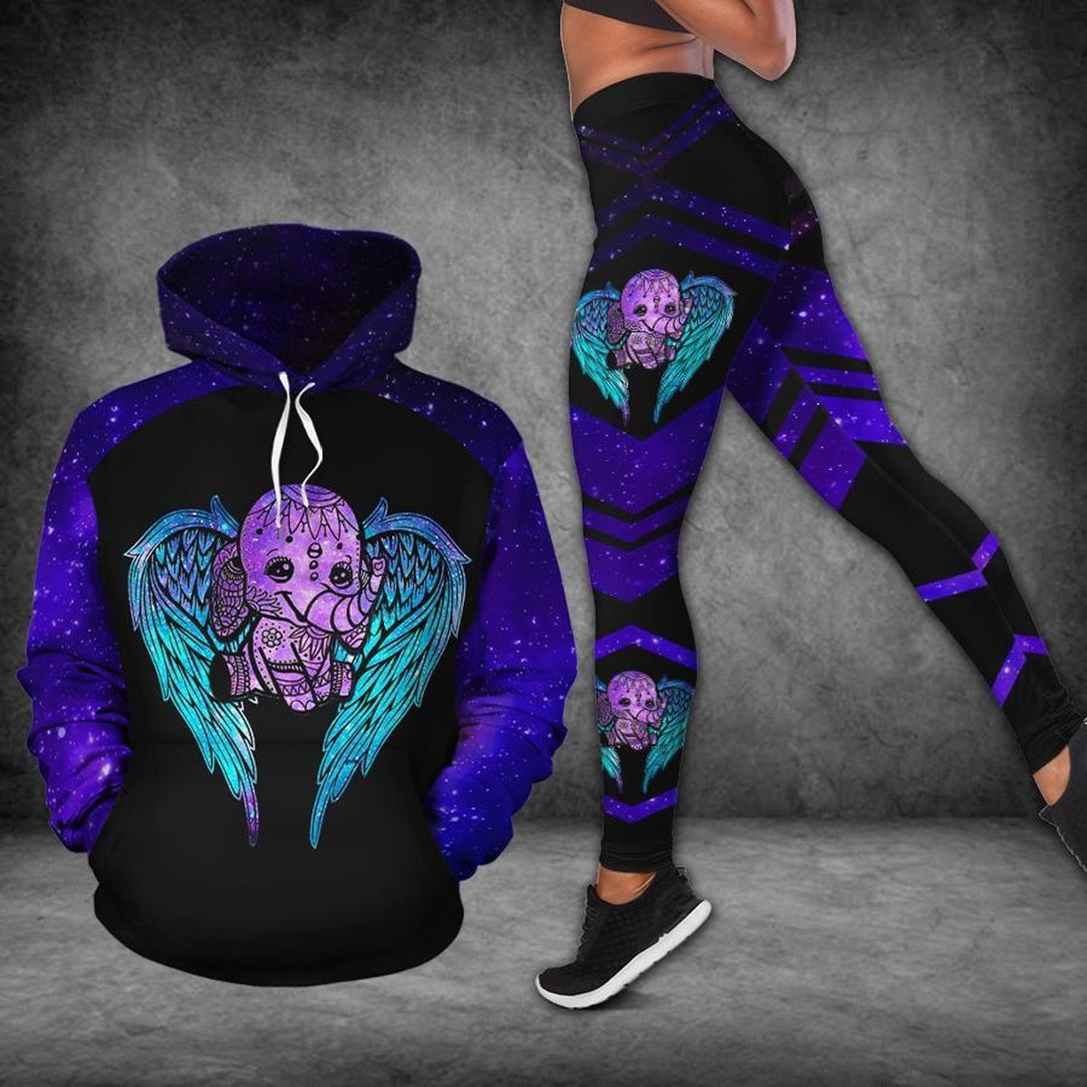 Angel Elephant Baby Native Tribal Galaxy Hoodie – Legging 3D