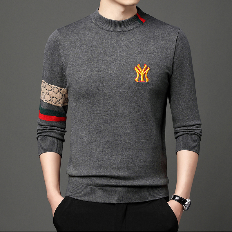 2022 Top Grade New Autum Winter Designer Fashion Brand Luxury Knit Half Turtleneck Men Warm Woolen Sweater Casual Mens Clothing alx