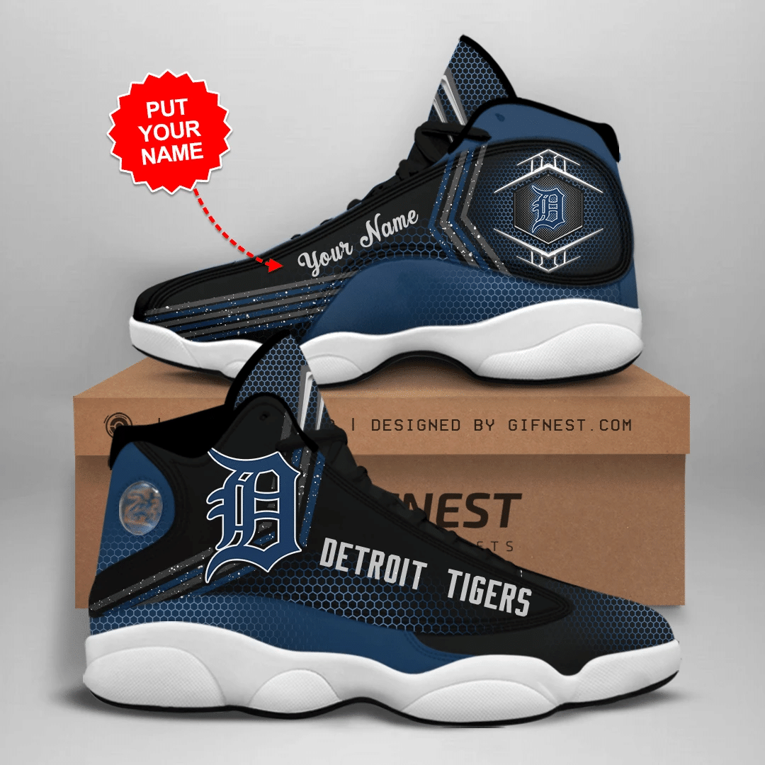 Detroit Tigers Logo Design Personalized Air Jordan 13 Printing Shoes Sneaker