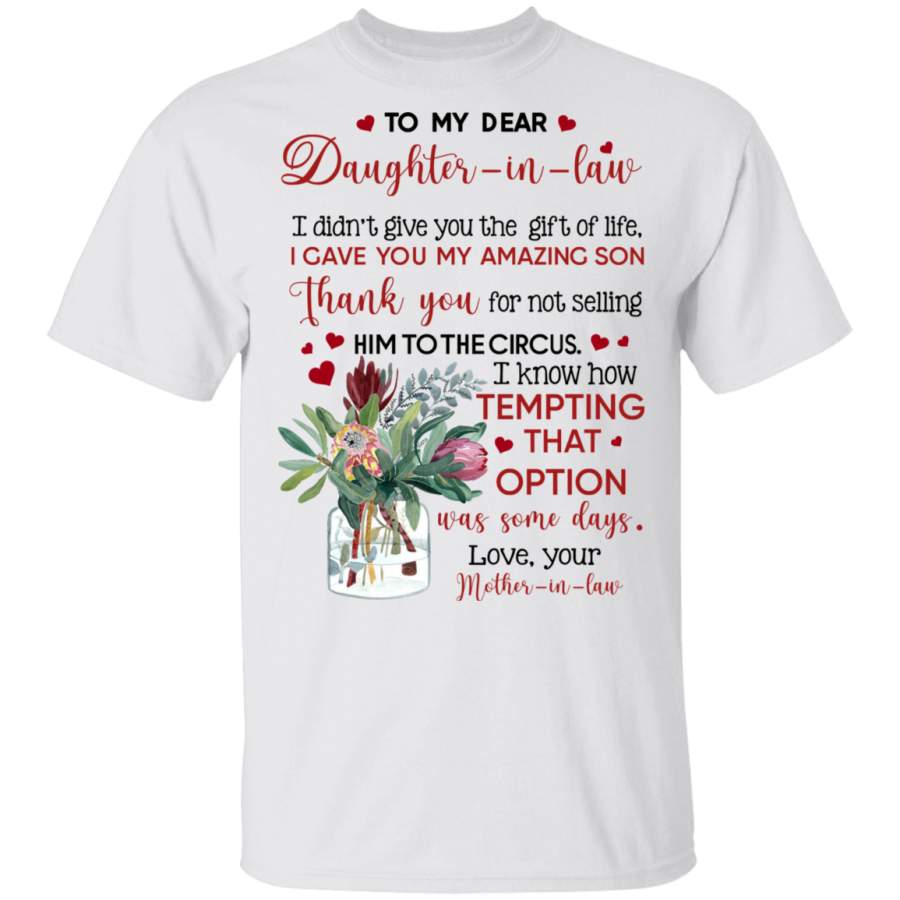 To My Dear Daughter In Law Shirt Love Your Mother In Law Tee Wedding ...