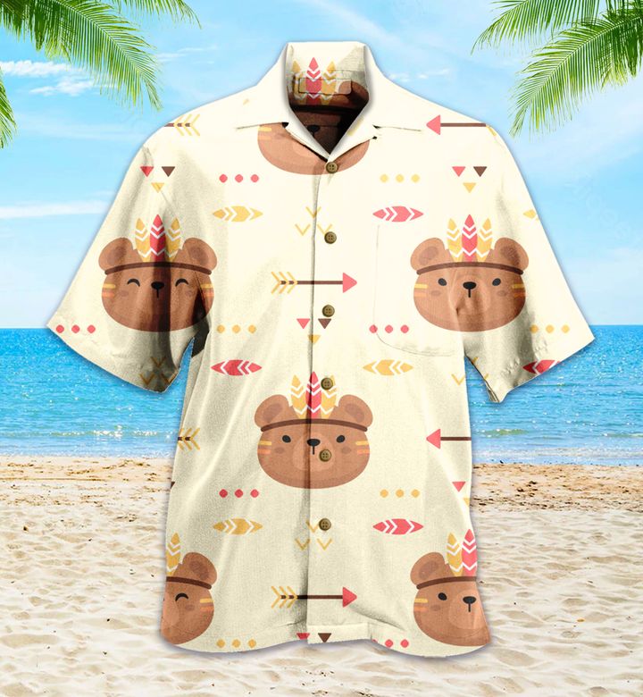 Cute Bear Tribal Boho Brown Hawaii Shirt Ha3464