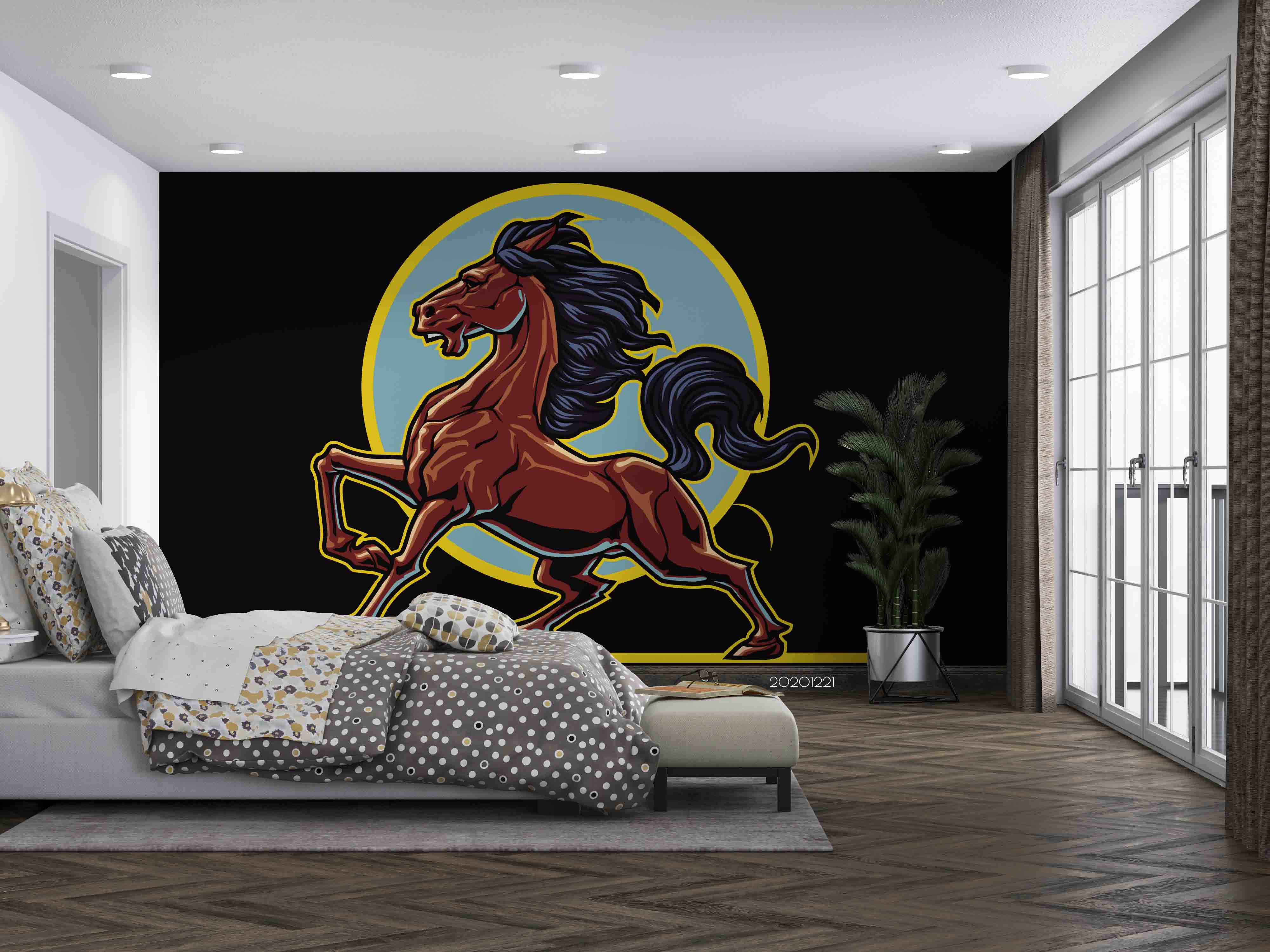 3D Hand Drawn Animal Horse Wall Mural Wallpaper Lqh 83