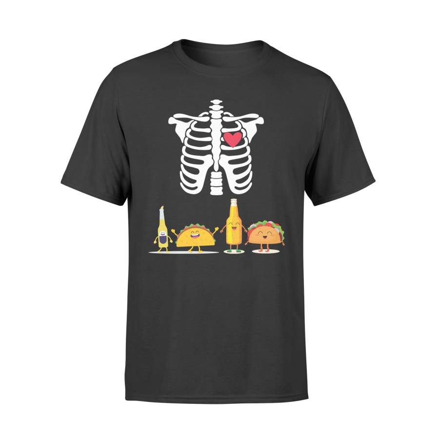 Tacos And Beer Pregnant Skeleton Funny Halloween t shirt