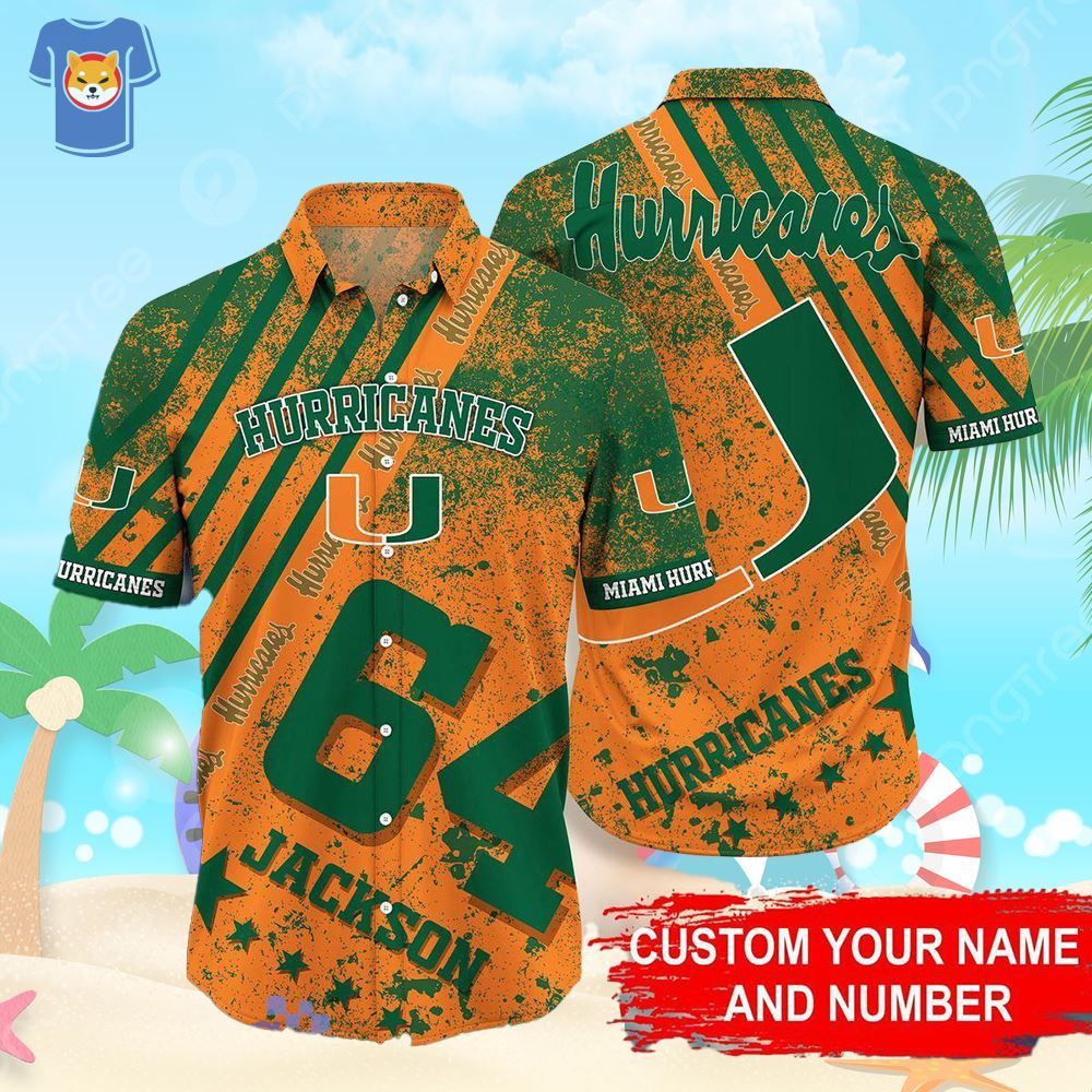 Custom Name And Number Miami Hurricanes New Gift For Summer Beach Summer Hawaiian Shirt