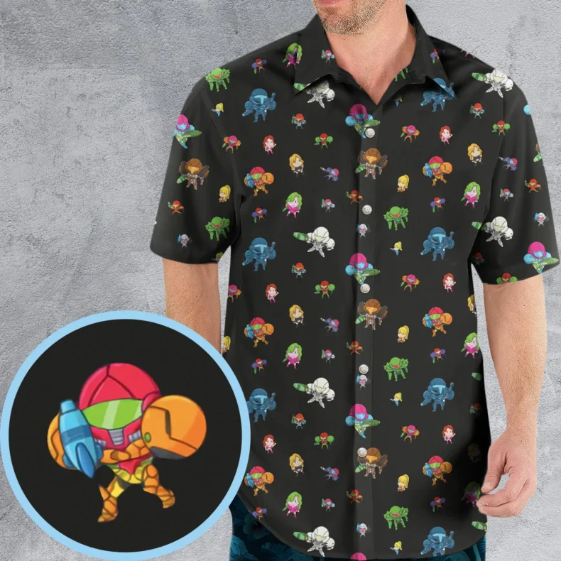 Metroid Pattern Hawaiian Shirt