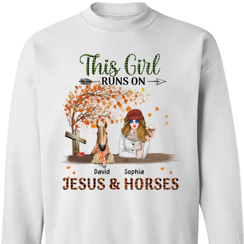 This Girl Runs On Jesus And Horses Autumn Customized Sweatshirt – Trending Personalized