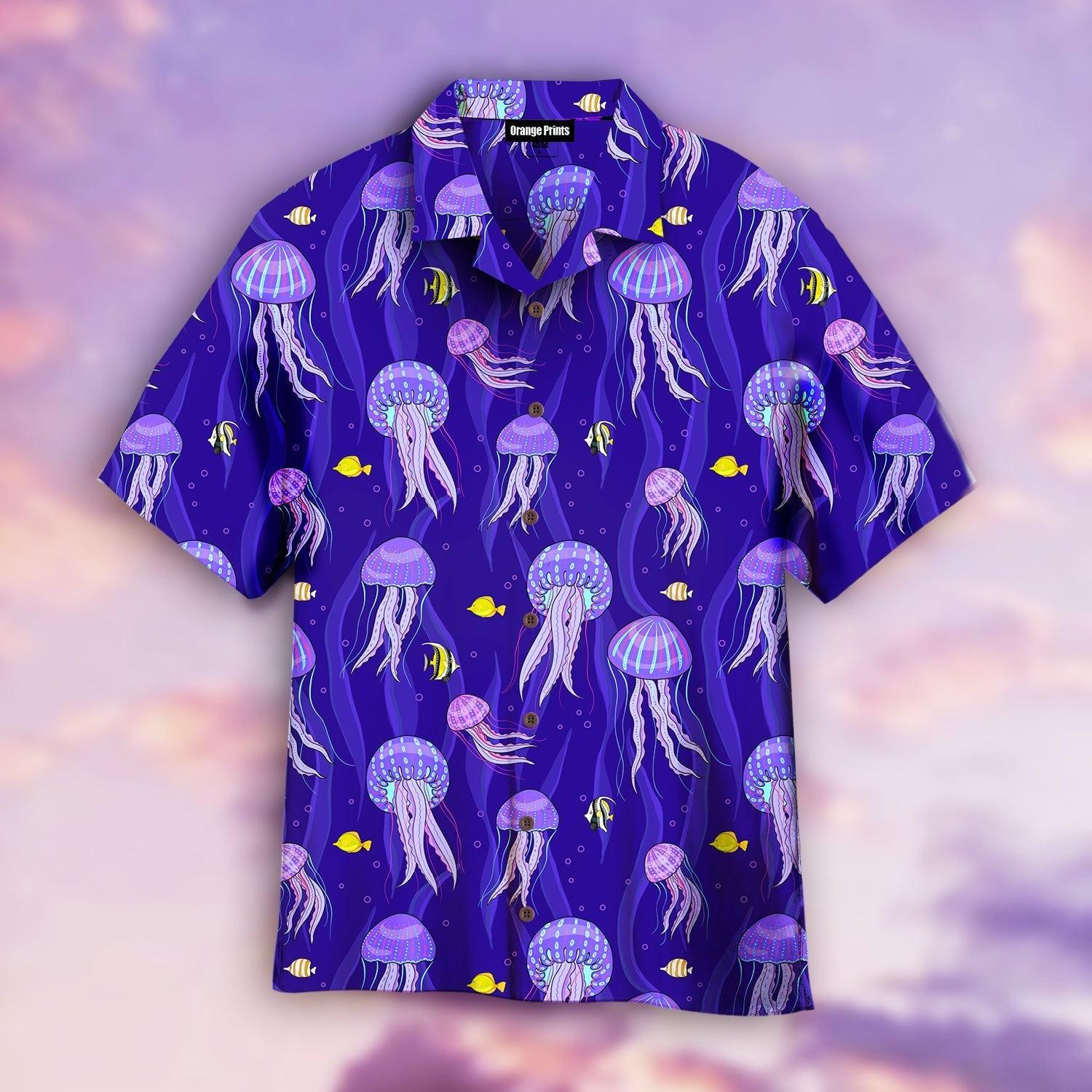 Sea Jellyfish On Dark Purple Hawaii Shirt For Men Women Ha19857