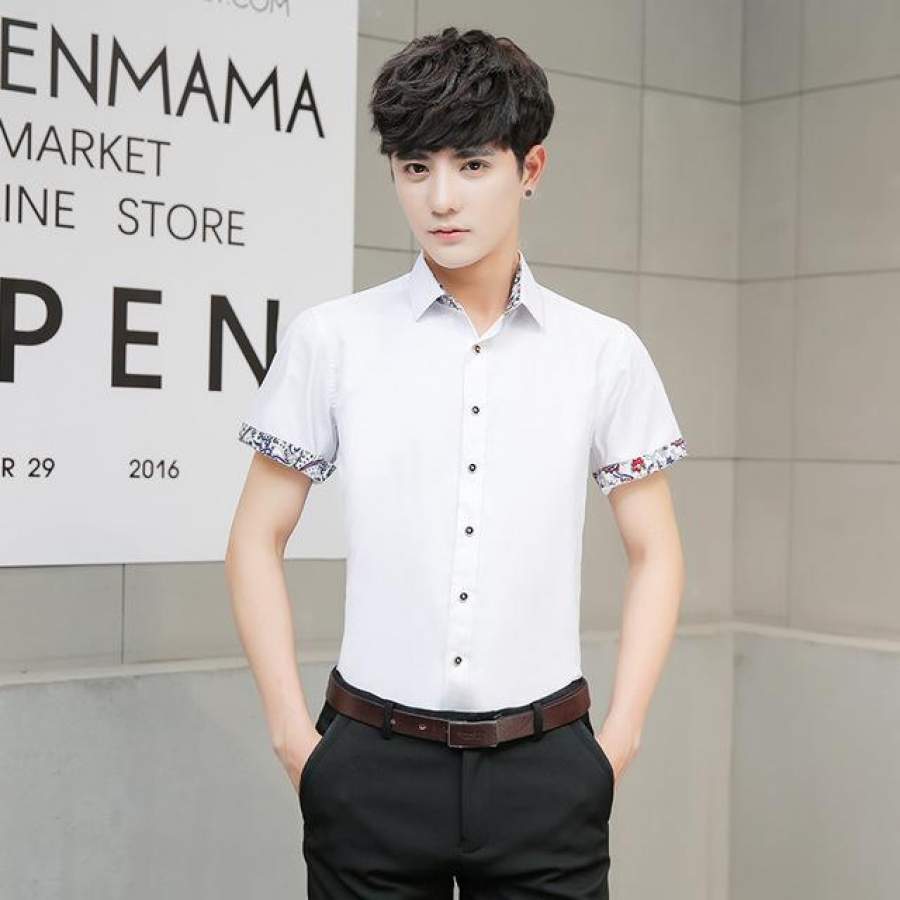New Arrival Men’s Summer Business Shirt short Sleeves Men Shirts business metro sexual smart casual Printing Cuff