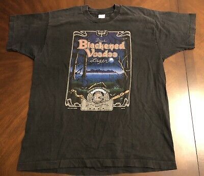 Vintage 1991 Dixie Blackened Voodoo Lager Shirt Bayou Swamp Beer Single Stitch Shirt