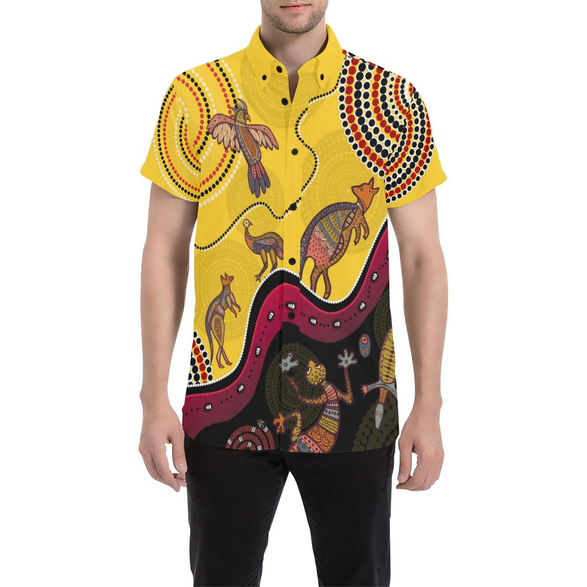 Aboriginal Short Sleeve Shirt – Indigenous Animals Life Art