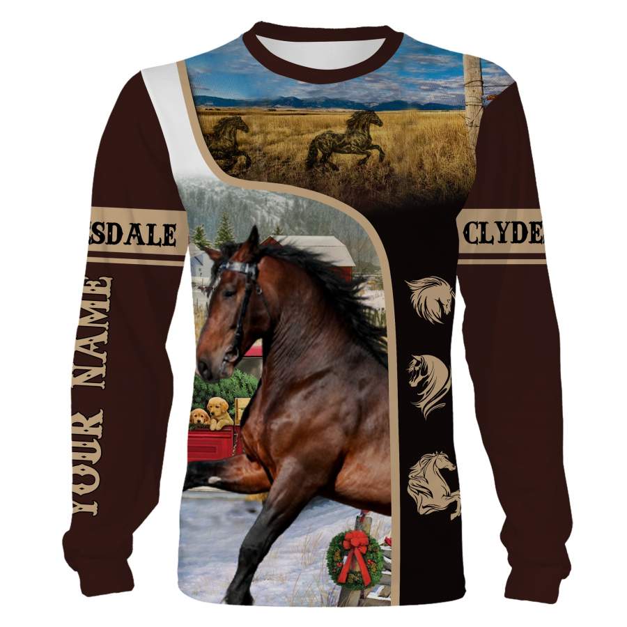 Love Clydesdale Horse 3D Full printing Custom name Shirt, Hoodie, Sweatshirt, T-shirt – Personalized Love horse clothing for Men, Women and Kid – FSD832