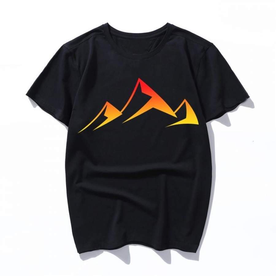 abstract mountain sunset adventure Men’s Funny T shirt Unisex Short Sleeve O-Neck Harajuku T Shirt Black Casual T-Shirt