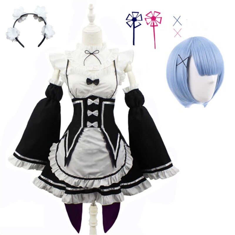 Anime Ram/Rem Cosplay Costume Re Life In A Different World From Zero Black Maid Outfit Halloween Costume Gift alx