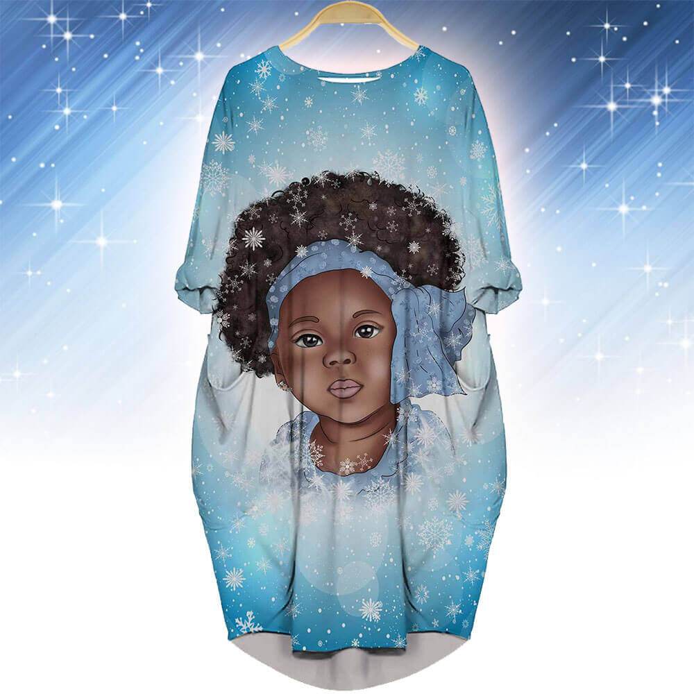 African American Dresses Cute Black Afro Girls Long Sleeve Pocket Dress African Dresses For Women BPS59056