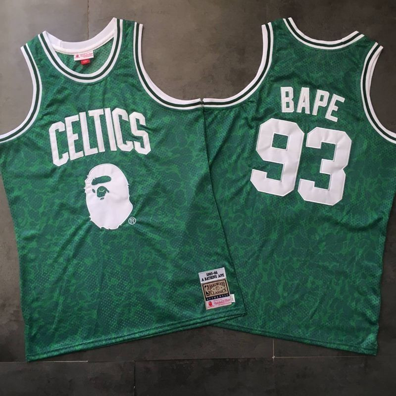 Boston Celtics X Bathing Ape #93 NBA Classic Green Jersey