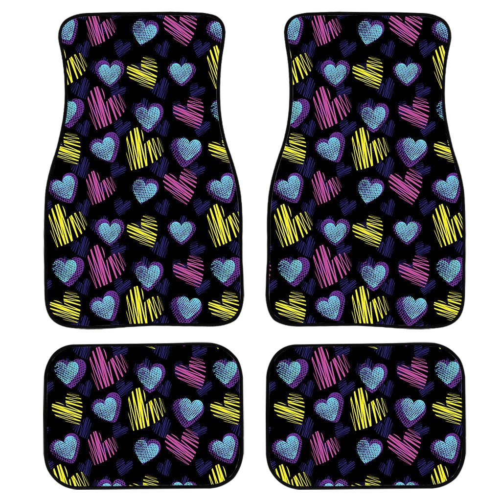 Graffiti Heart Pattern Print Front And Back Car Floor Mats, Front Car Mat