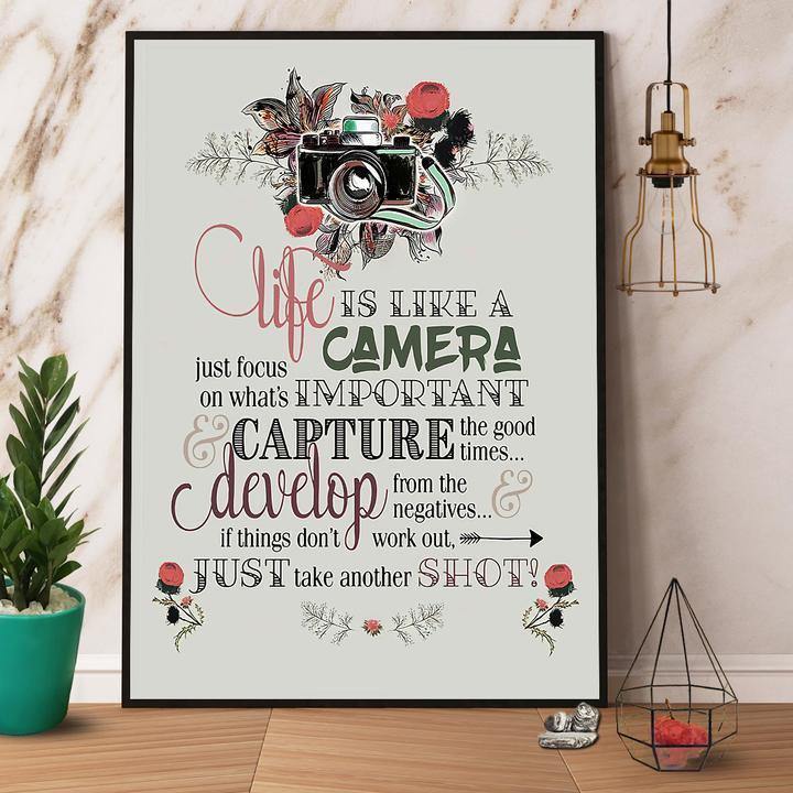 Camera Life Is Like A Camera Just Take Another Shot Paper Gift For Lover Gift For Family Home Decor Matte Canvas Canvas Prints