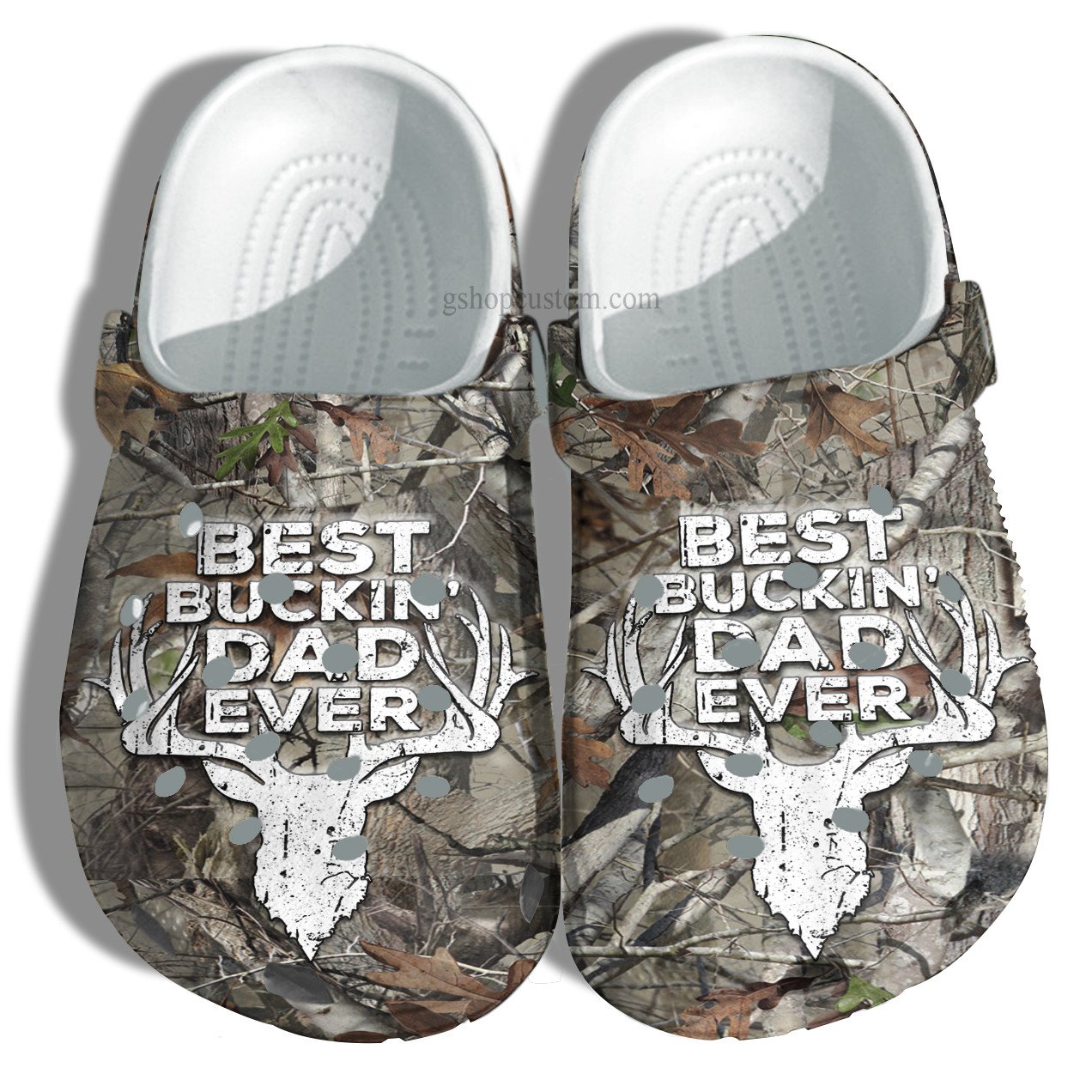 Best Buckin Dad Ever Deer Hunter Croc Shoes Gift Grandpa Father Day ...