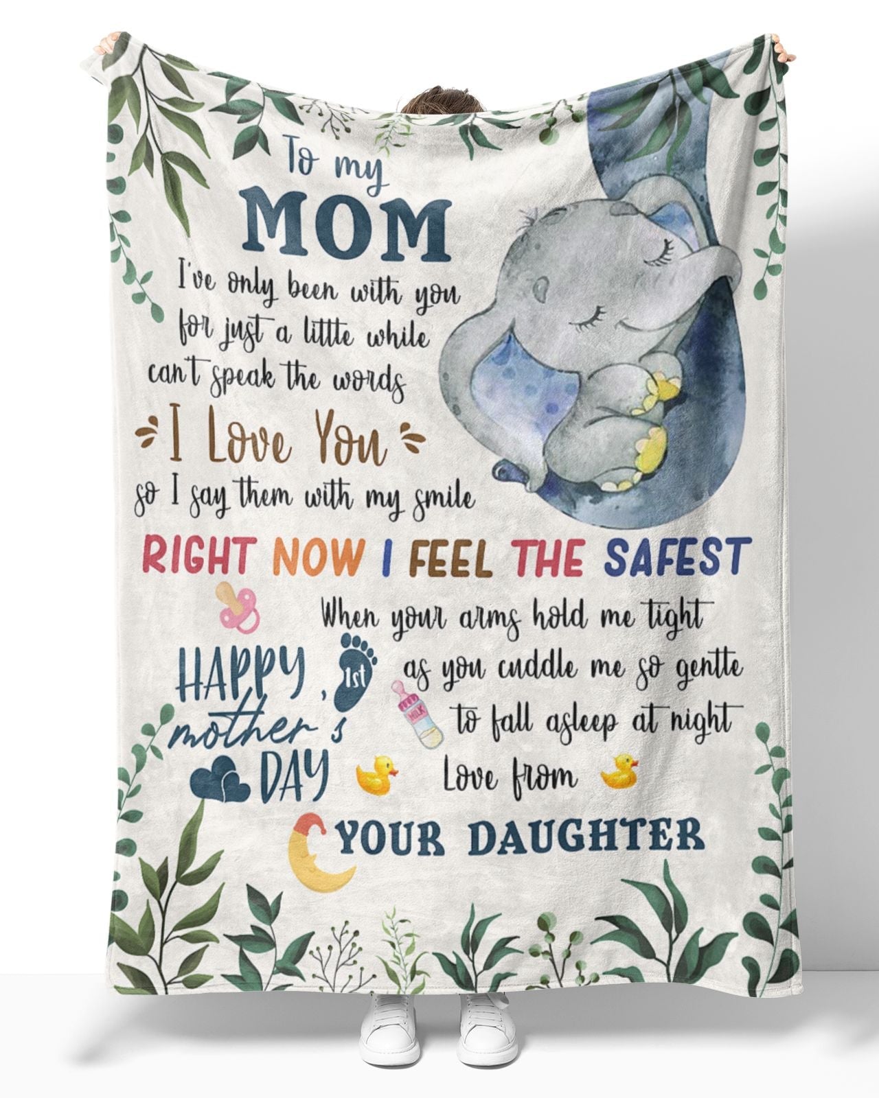 To My Mom Cute Elephant Hug Blanket From Daughter, To My Mom I’Ve Only Been With You For Just A Little While Cute Elephant Blanket Gifts For Mom