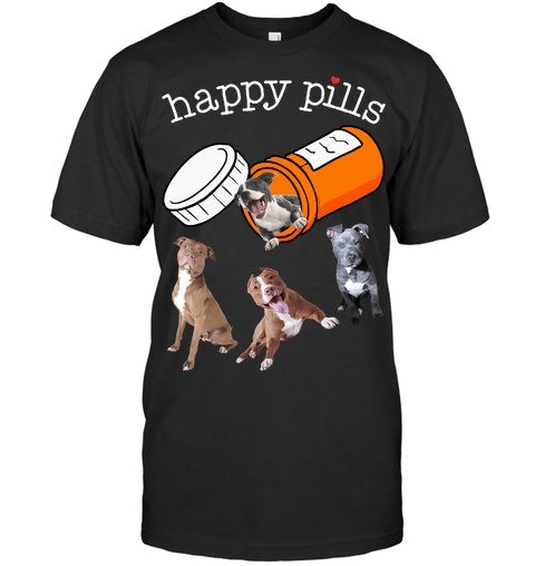 Pitbull Happy Pills Gift Dog Lovers T-shirt