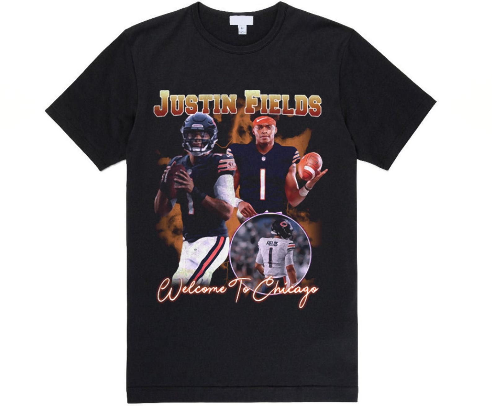 New Justin Fields Chicago Bears Vintage T-Shirt | Gift For Fan S-5