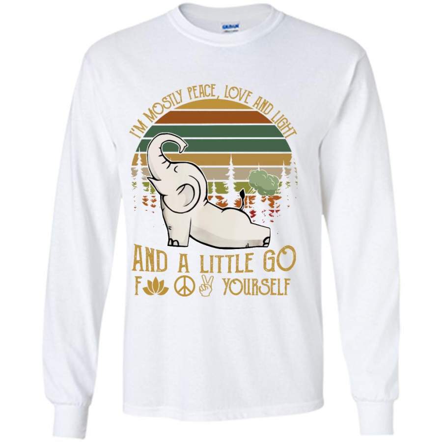 I’m Mostly Peace Love And Light And A Little Go Fuck Your Selft Yoga Elephant Funny, Classic Vintage – Gildan Long Sleeve Shirt