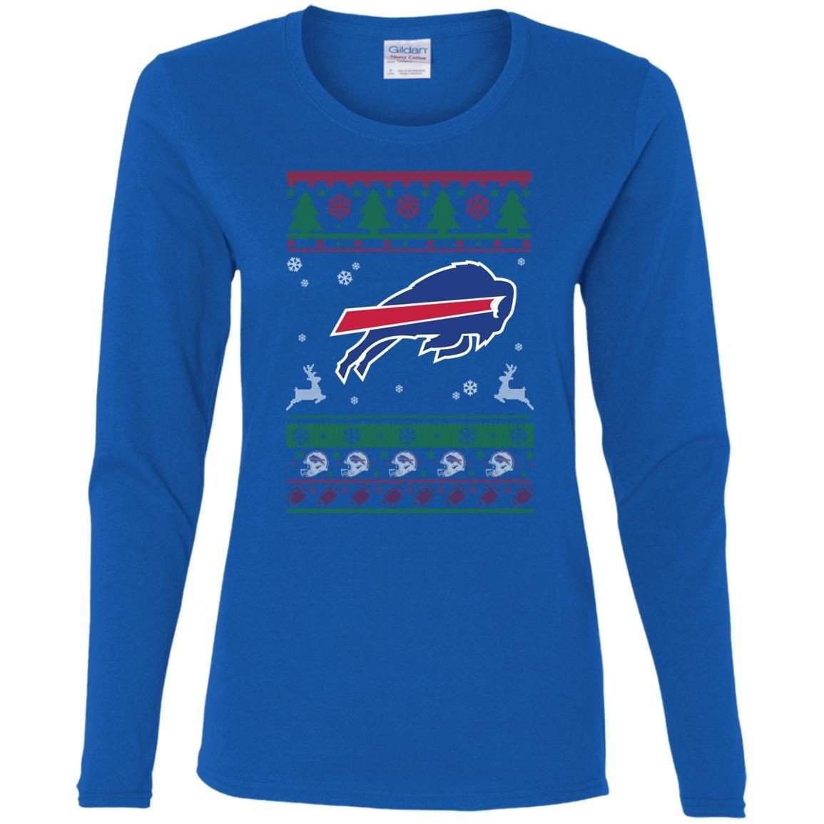 Buffalo Bills Logo Football Teams Ugly Christmas Sweater Women Long Sleeve Shirt