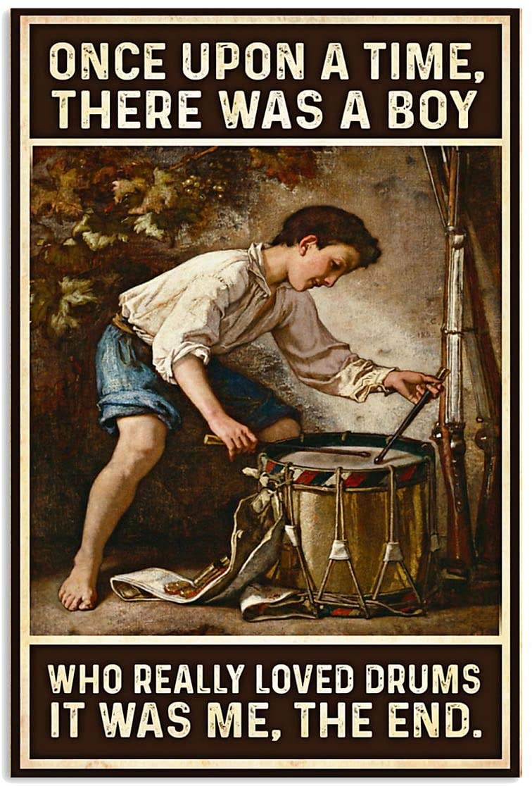 Vintage Drummer – There Was A Boy- Really Loved Drums Poster Art Print      Home Decor Gift For Family Friend On Birthday