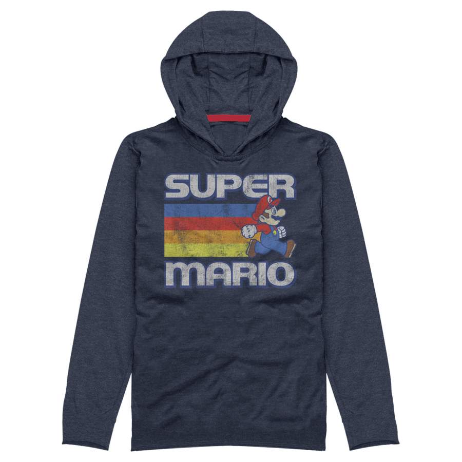 Nintendo Men’s Super Mario Rainbow Stripes  Lightweight Hoodie