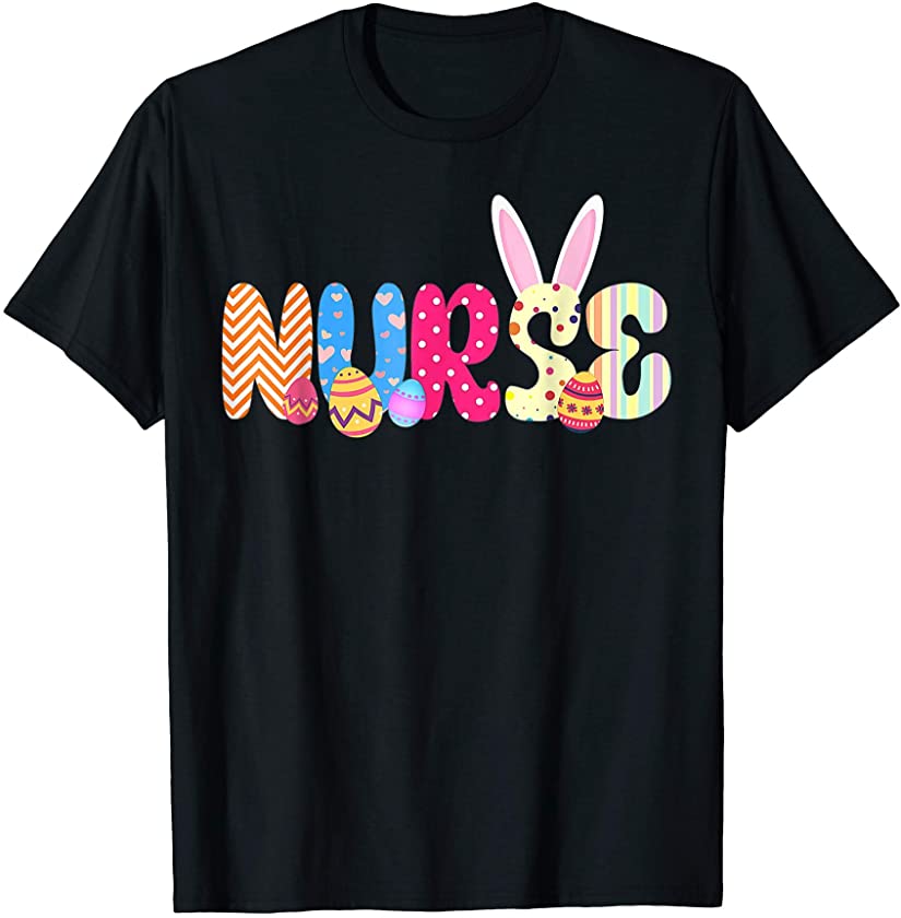 Bunny Nurse Funny Egg Easter Day Floral Women Gifts T-Shirt