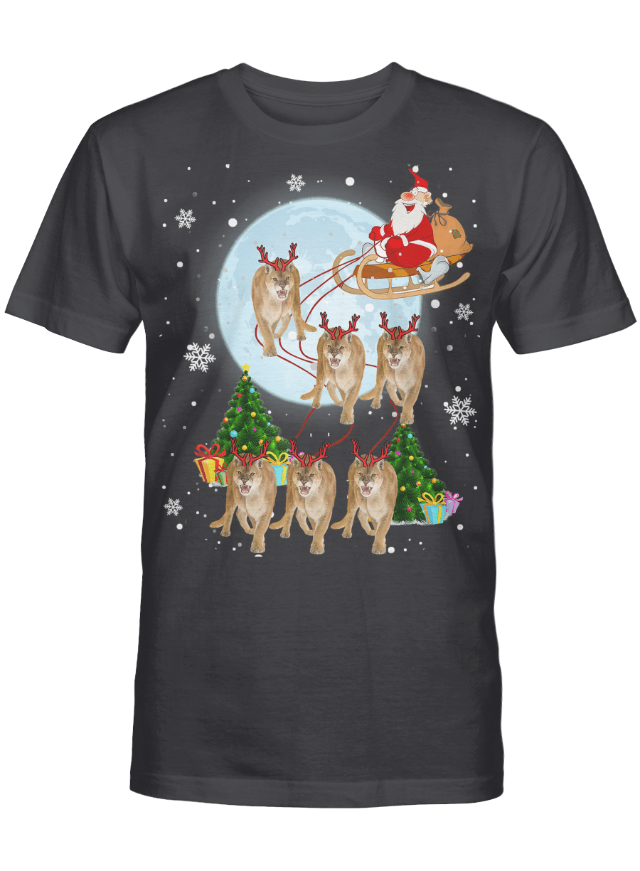 AmazeStyleZ Santa’s Reindeer, Ugly Christmas Sweater, Christmas Gift Ideas, Cougar Reindeer Christmas Funny Cougar Lover Xmas Gifts T-Shirt