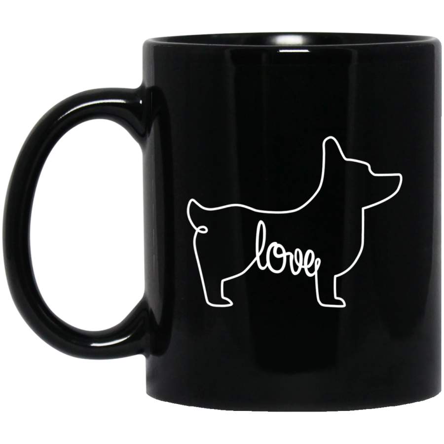 Corgi Dog Puppy Animal Love Art Sketch Gift Black Mug Pet Owner, Dog Dad Mom Lover, Best Friends Gifts Funny Sayings Slogan Cute