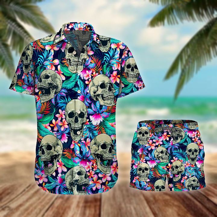 Tropical Skull Hawaiian Shirt And Shorts