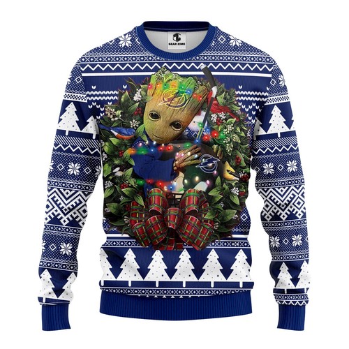 Tampa Bay Lightning Groot Hug Christmas Gift For Fan Ugly Wool Sweater Christmas