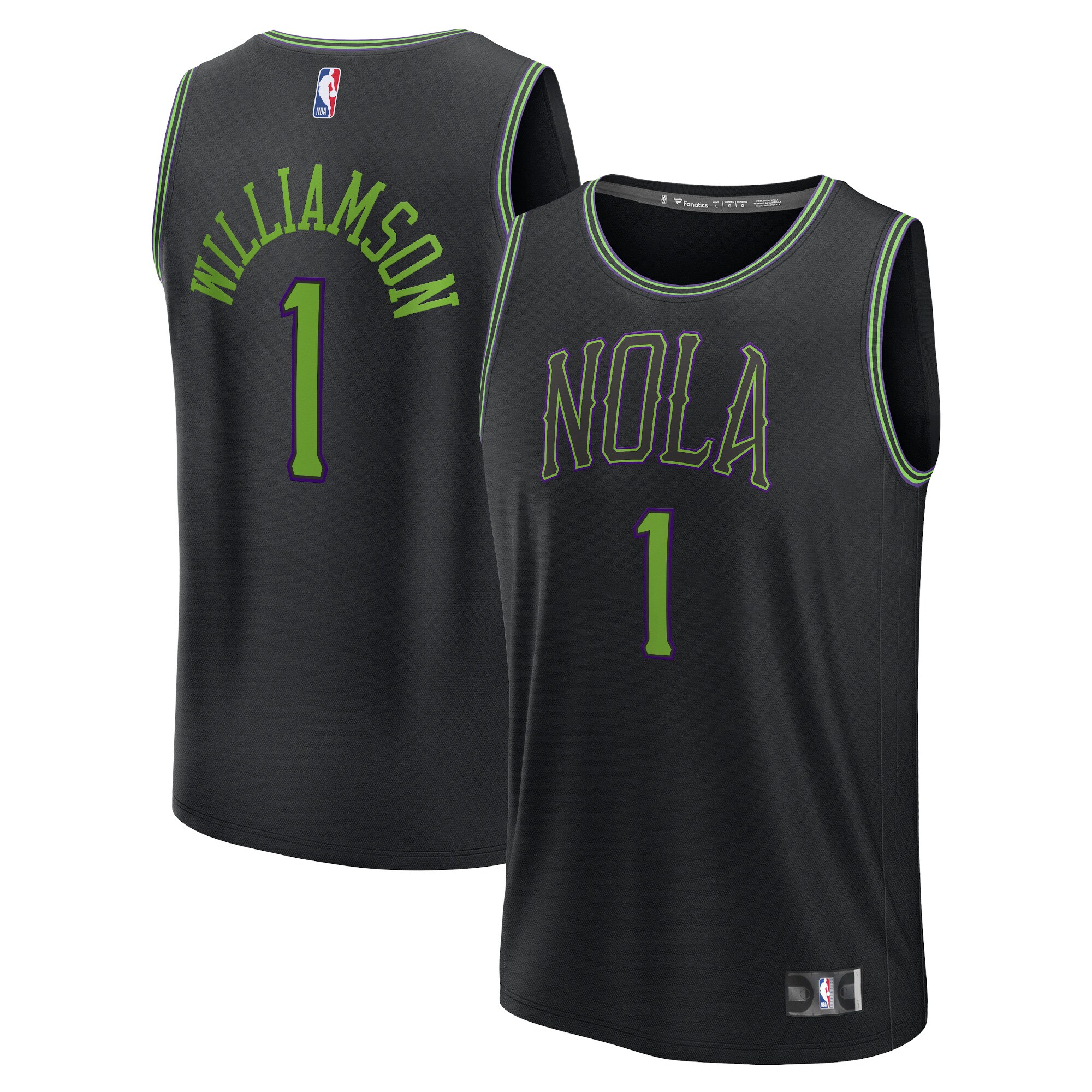 Zion Williamson New Orleans Pelicans Branded Fast Break Jersey – Black – City Edition