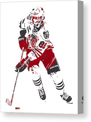 Patrick Kane Chicago Blackhawks Watercolor Strokes Pixel Art 1 Joe Hamilton Canvas Print