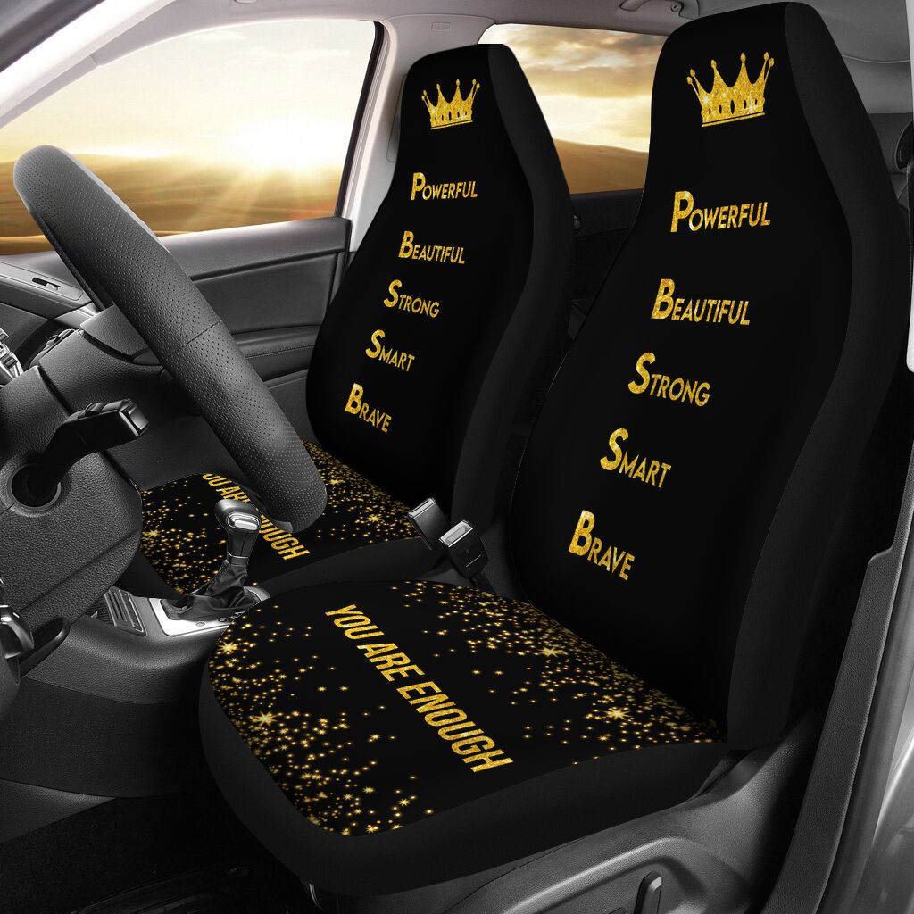 You Are Faux Glitter Print African American Seat Covers 0622