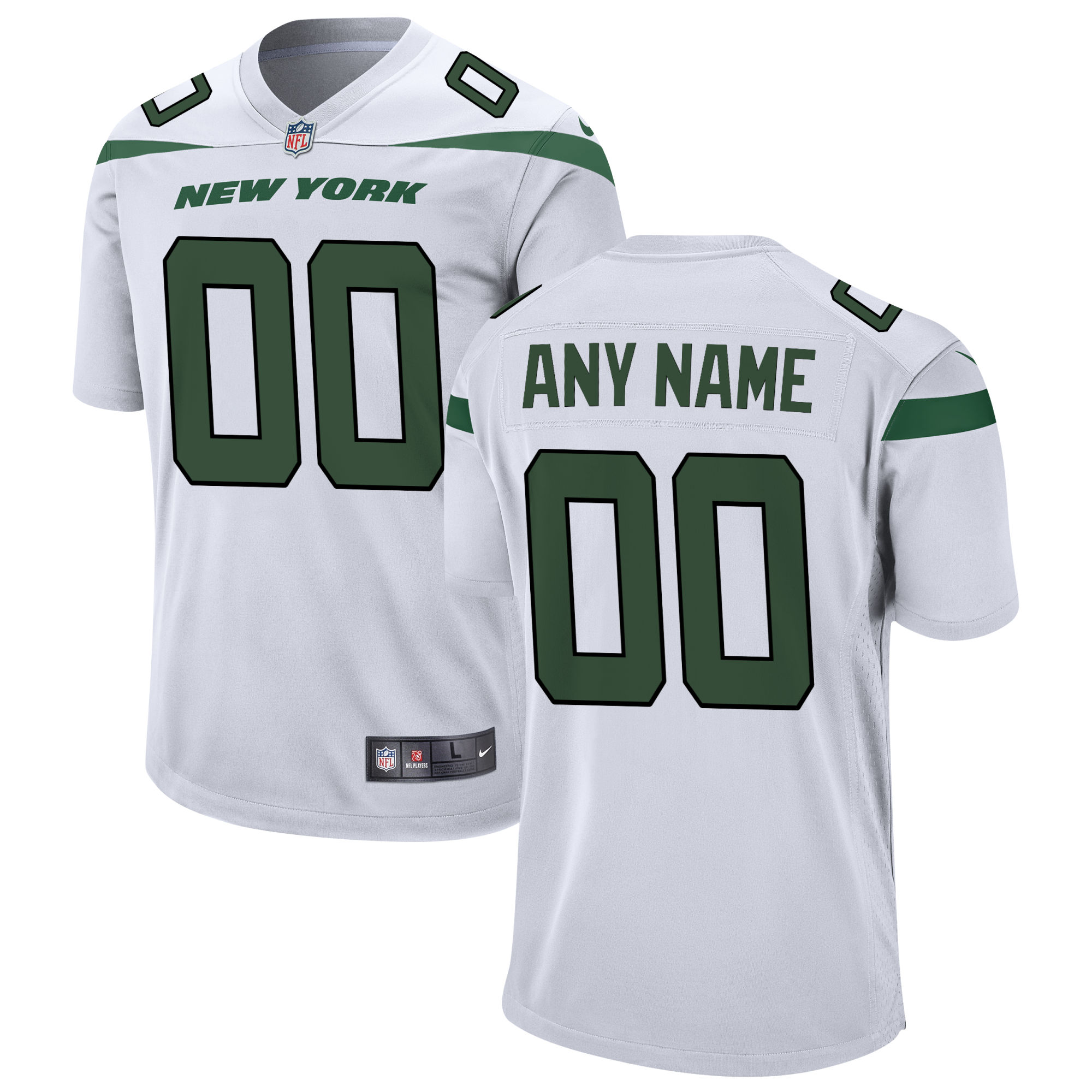 New York Jets Youth Custom Game Jersey – White