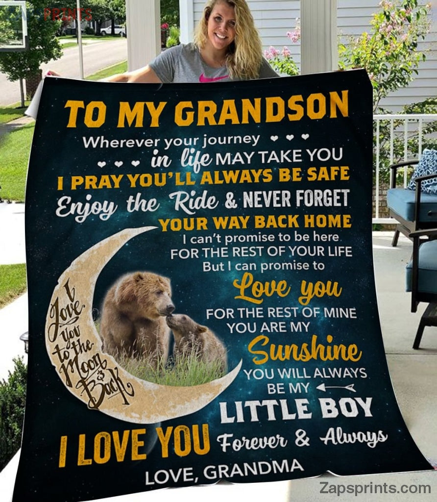 Gift For Grandson – To My Grandson – Bear – Little Bear Boy – Blanket