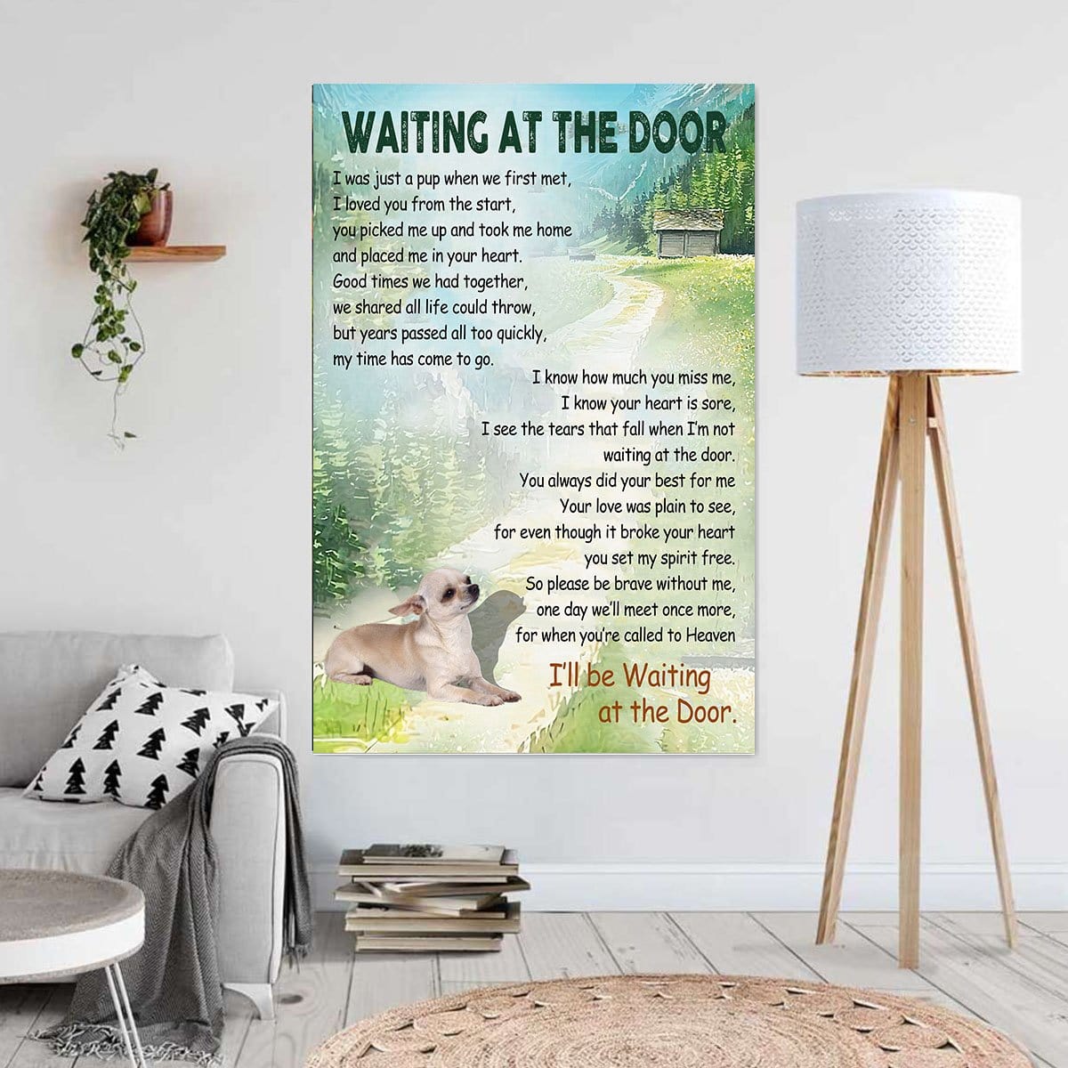 Canvas Prints Waiting At The Door Chihuahua At The Door Wall Art Home Decoration