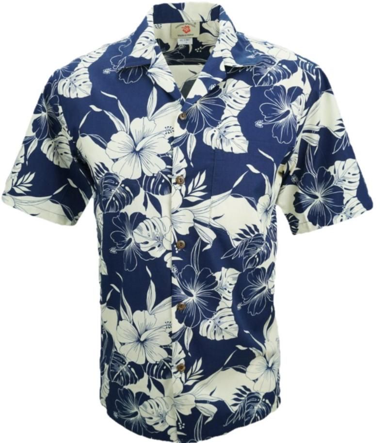 Hibiscus Leaf White Blue Amazing Design Hawaii Shirt Ha12422