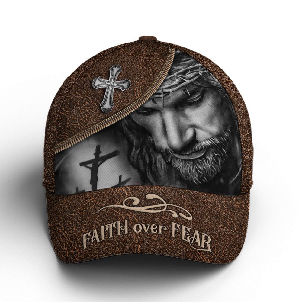 Classic Leather Style Faith Over Fear Baseball Cap Coolspod