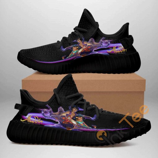 Aladdin Black Edition Custom Shoes Personalized Name Yeezy Sneakers