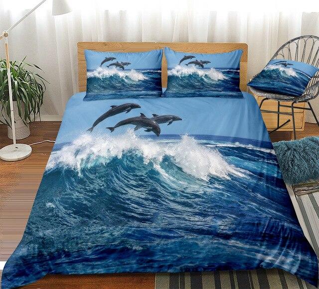 Ocean Dolphin 3 Pieces Quilted Comforter Set