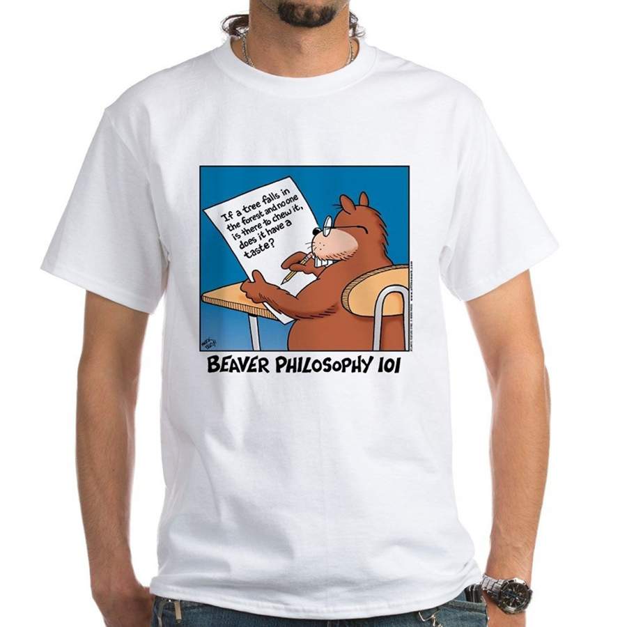 Beaver Philosophy Soft Comfortable and Classic Design with a Single White Mens T-shirt