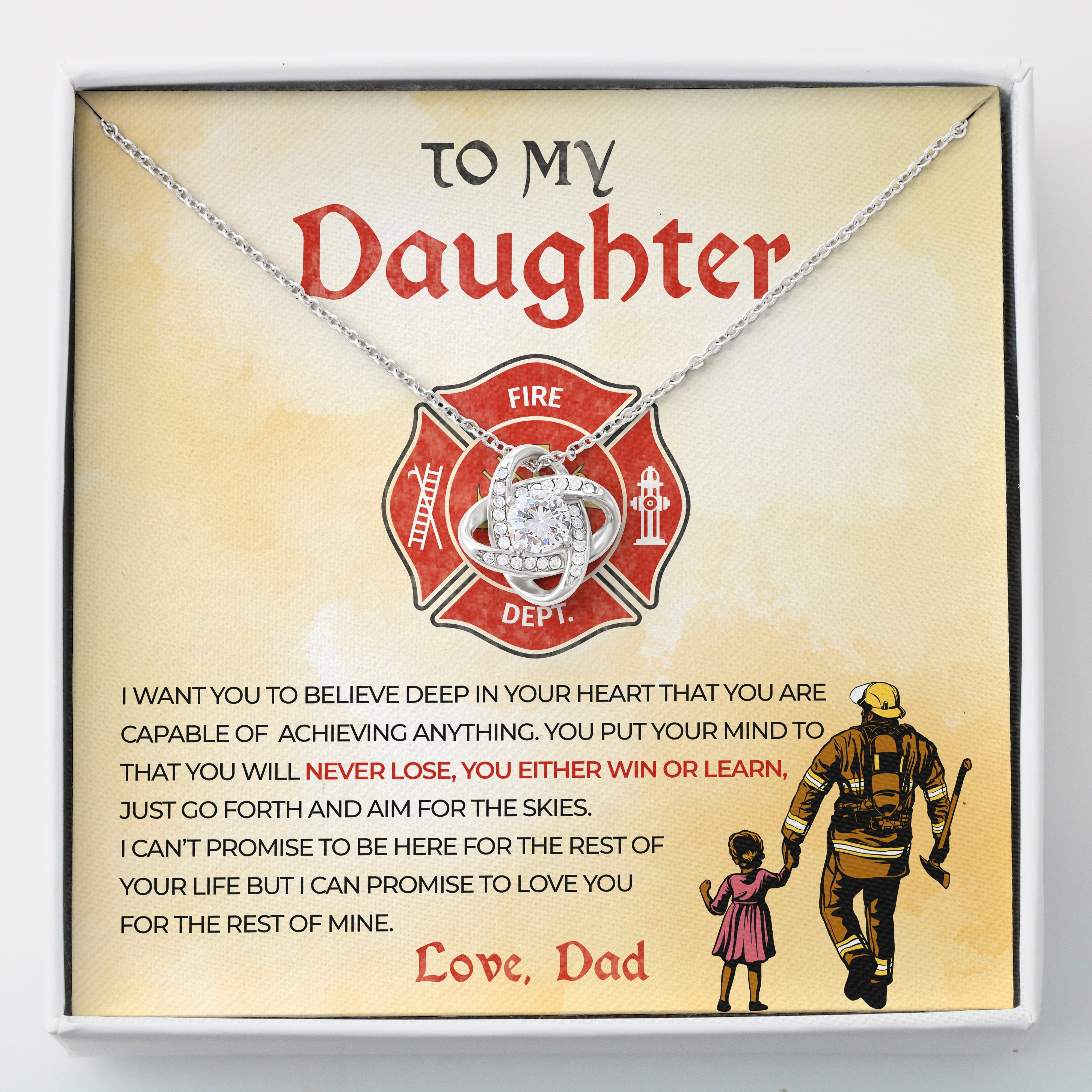 Firefighter’S Daughter Necklace From Dad, Father Daughter Necklace, Birthday Christmas Graduation Wedding Gift For Her Girls Women